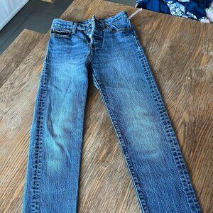 Levi’s White Oak Cone Denim Straight Leg Raw Hem Jeans Size 25